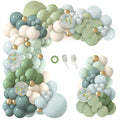 iLaFm 150-Piece Dusty Blue Green Balloon Garland Arch Kit for Baby Shower Woodland Wild One Birthday Decor