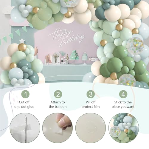 iLaFm 150-Piece Dusty Blue Green Balloon Garland Arch Kit for Baby Shower Woodland Wild One Birthday Decor