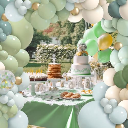 iLaFm 150-Piece Dusty Blue Green Balloon Garland Arch Kit for Baby Shower Woodland Wild One Birthday Decor
