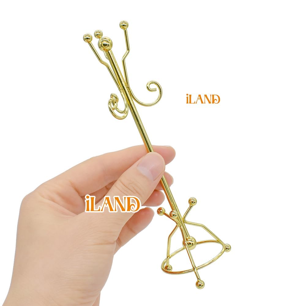 iLAND 1:12 Scale Miniature Coat Rack & Full Mirror – Gold Finish