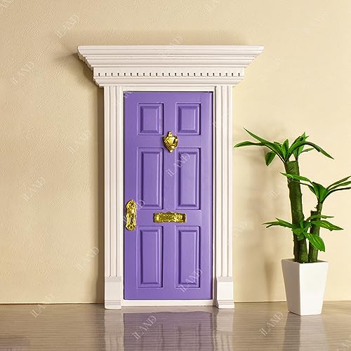 iLAND 1:12 Scale Neoclassical Miniature Dollhouse Door – Solid Wood with Knocker, Lock & Key
