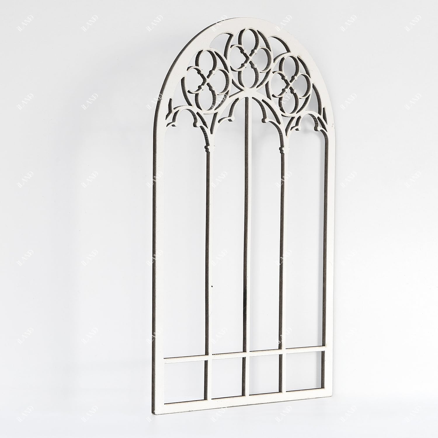 iLAND 1:12 Scale Wooden Dollhouse Window Kit - Arched Frame with PVC Grid Film