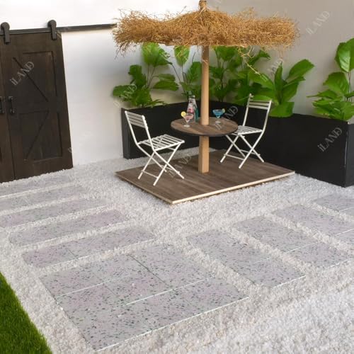 iLAND Double-Sided Dollhouse Floor Tiles - 30pc, French Green Floral & Terrazzo, 1:12-1:6 Scale