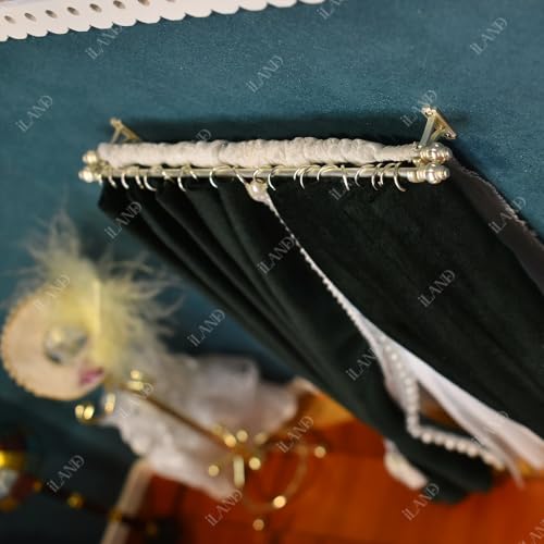 iLAND Miniature Curtain Double Rods 2 Sets – 1:12 Scale Dollhouse Window Décor with Rings & Brackets, Victorian White