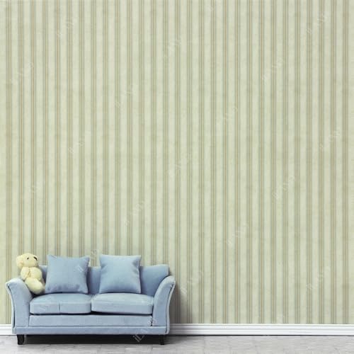 iLAND Striped Green-Yellow Dollhouse Wallpaper – 1:12 Scale Fabric Décor (39x15.7 inches)