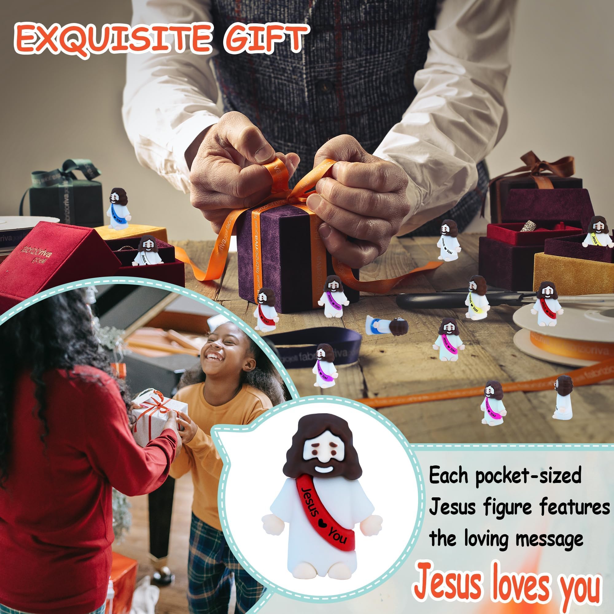 ILHSTY 100 Mini Rubber Jesus Figures – Assorted Colors with 'Jesus Loves You' Message – for Easter Eggs, Party Favors, and Faith-Based Surprises