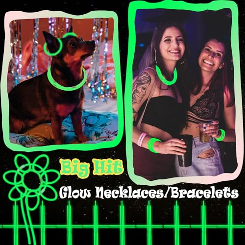 ILHSTY 100 Pack Glow Sticks – 8 Inch Green Glow Necklaces & Bracelets Bulk Party Favors