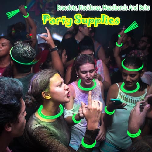 ILHSTY 100 Pack Glow Sticks – 8 Inch Green Glow Necklaces & Bracelets Bulk Party Favors