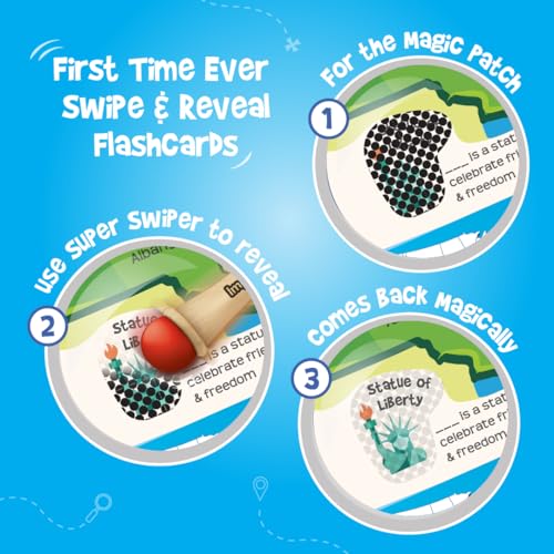 Imagimake Mapology USA Flash Cards: 52 Cards + Super Swiper – Learn US States, Capitals & Flags | Ages 8-12
