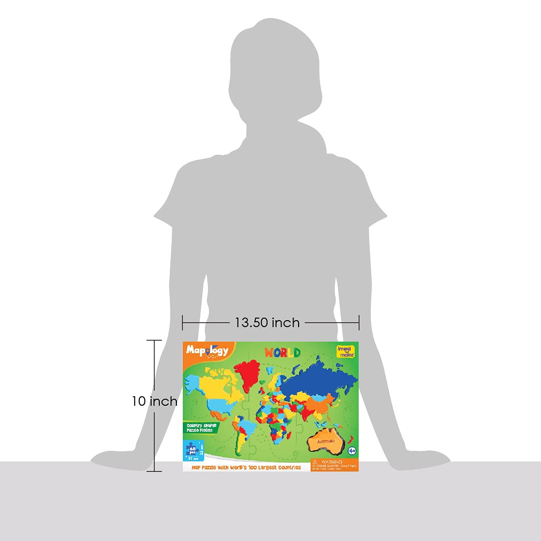 Imagimake Mapology World Map Puzzle – 65 Country Pieces for Kids 4+