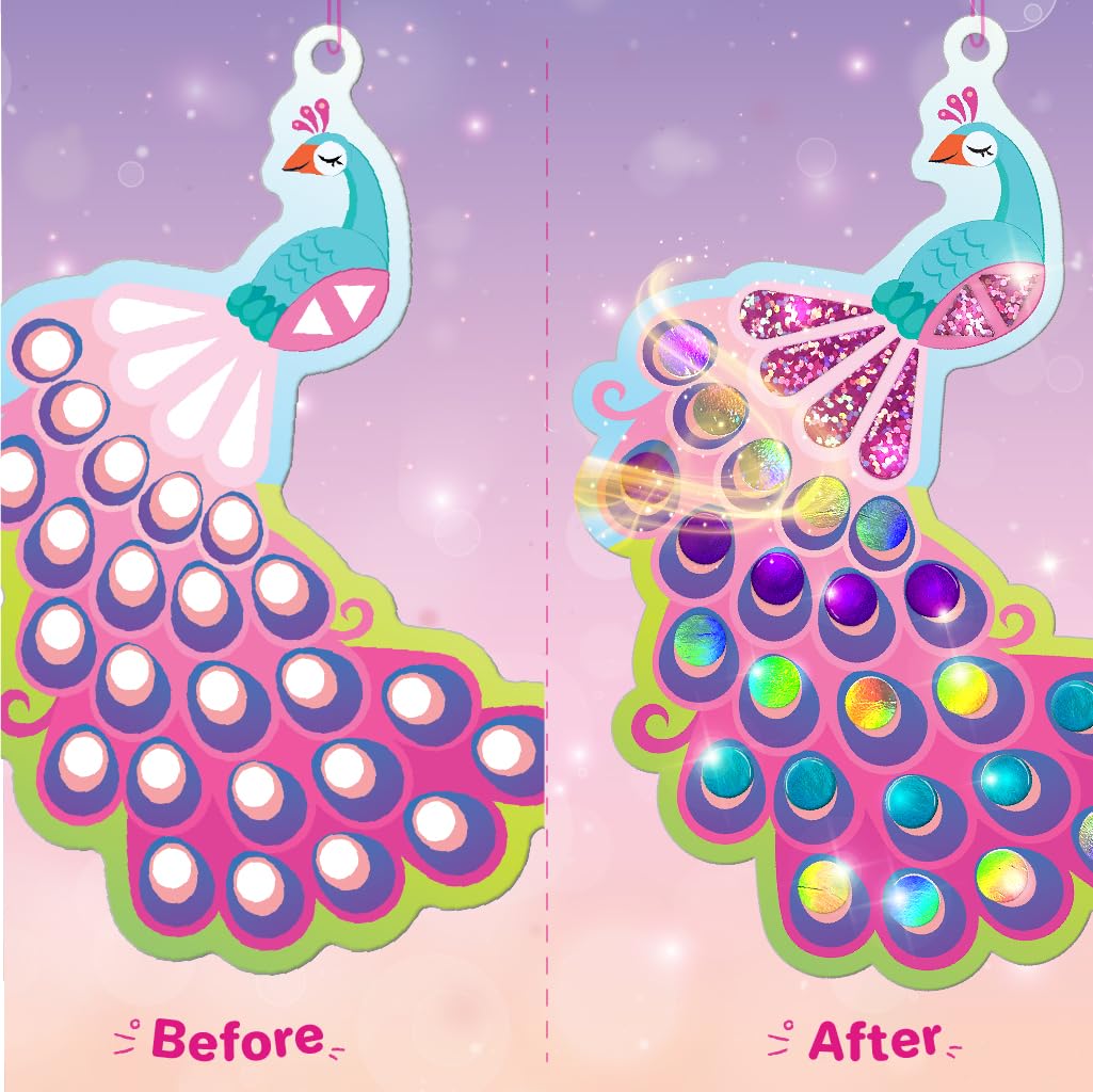 Imagimake Mirror Mosaic Butterfly & Peacock – 450+ Stickers, 5 Templates, Mess-Free Craft for Ages 3-7