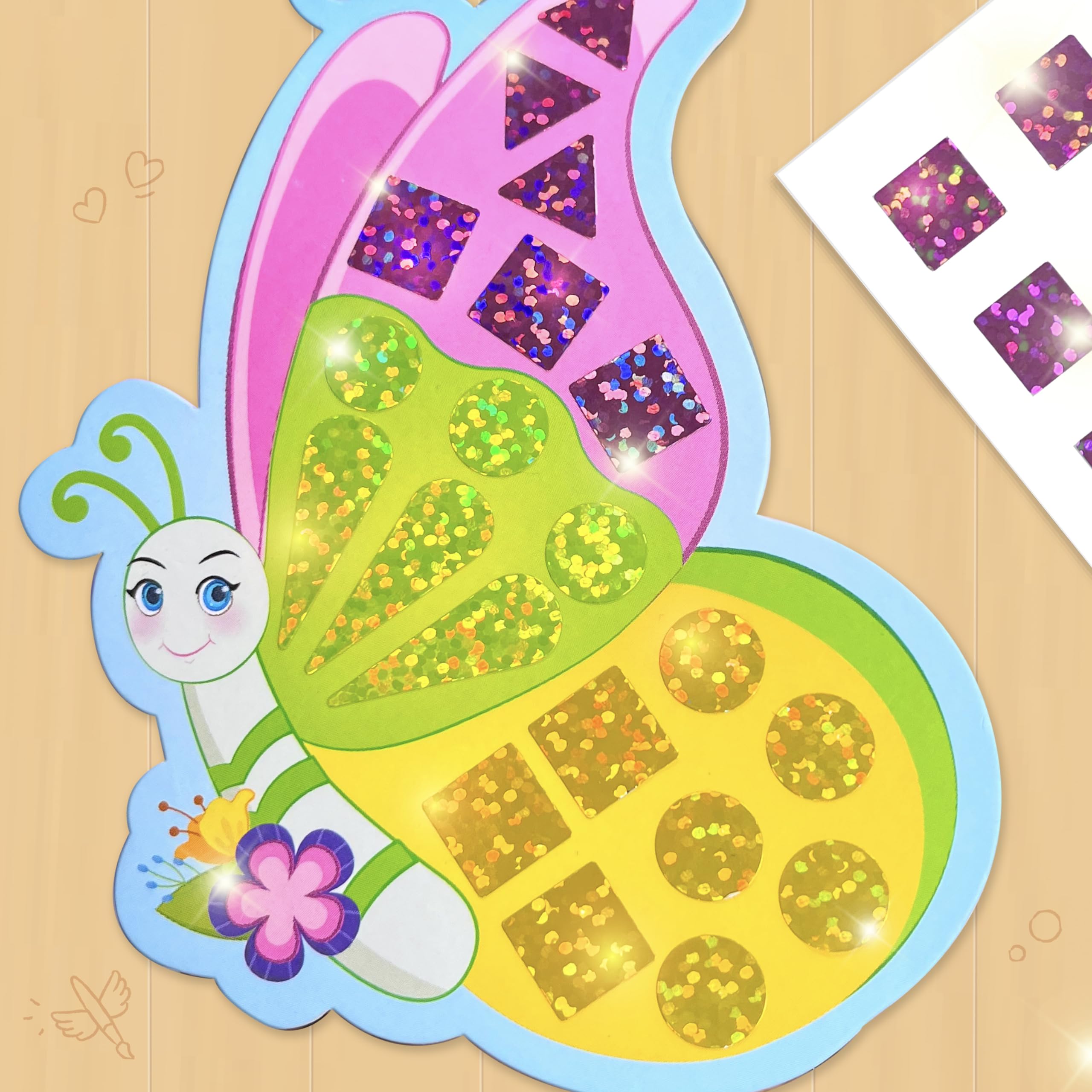 Imagimake Mirror Mosaic Butterfly & Peacock – 450+ Stickers, 5 Templates, Mess-Free Craft for Ages 3-7