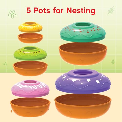 Imagimake Nesting Doughnuts - 5 Stacking Toddler Pots for Pretend Play & Learning - 12+ Months