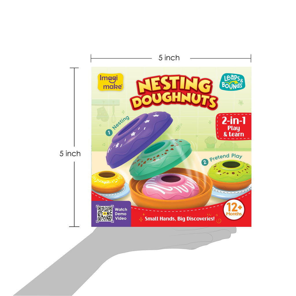 Imagimake Nesting Doughnuts - 5 Stacking Toddler Pots for Pretend Play & Learning - 12+ Months