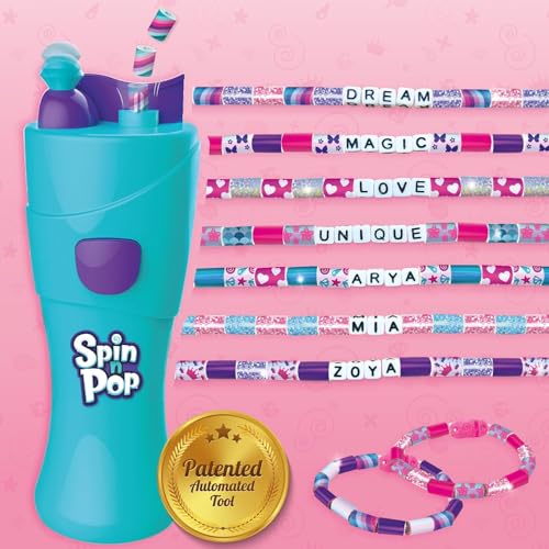 Imagimake Spin n Pop Bracelet Making Kit – DIY Friendship Bracelets for Ages 8-12, Makes 10 Bracelets with Electric Bead Maker