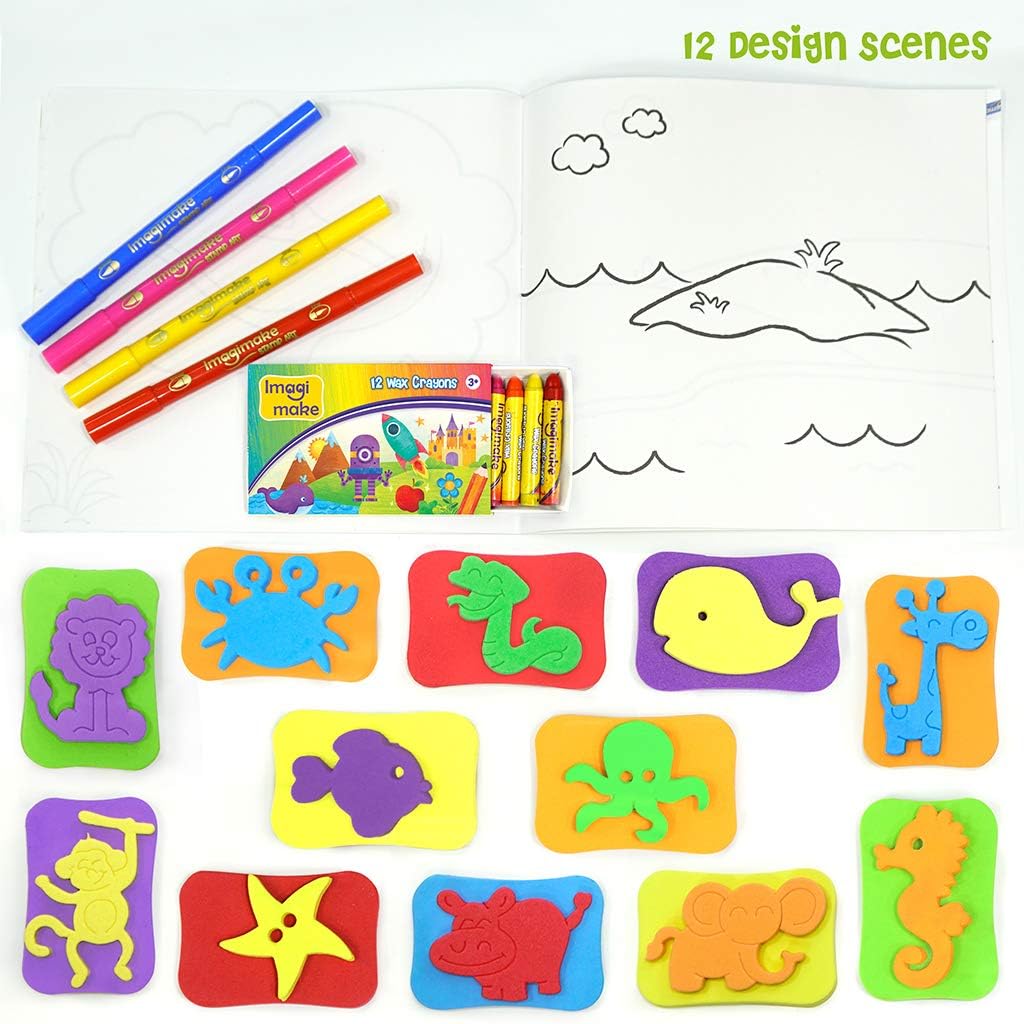 Imagimake Stamp Art Animal Kingdom - Mess-Free Stamping Craft Kit for Kids Ages 3-5