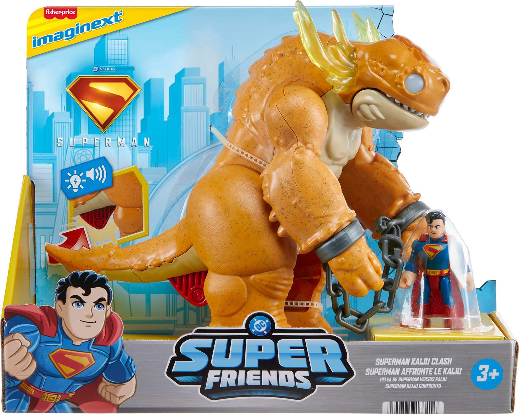 Imaginext Superman vs Kaiju Action Figure Playset with Lights & Sounds for Kids 3+