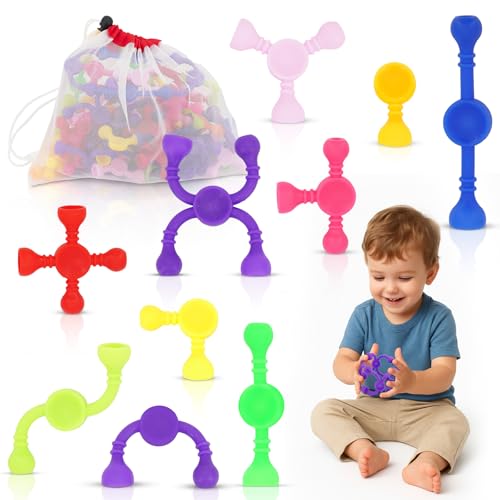 Imdroi 50-Piece Silicone Building Set – STEM Sensory Toys for Toddlers 3+