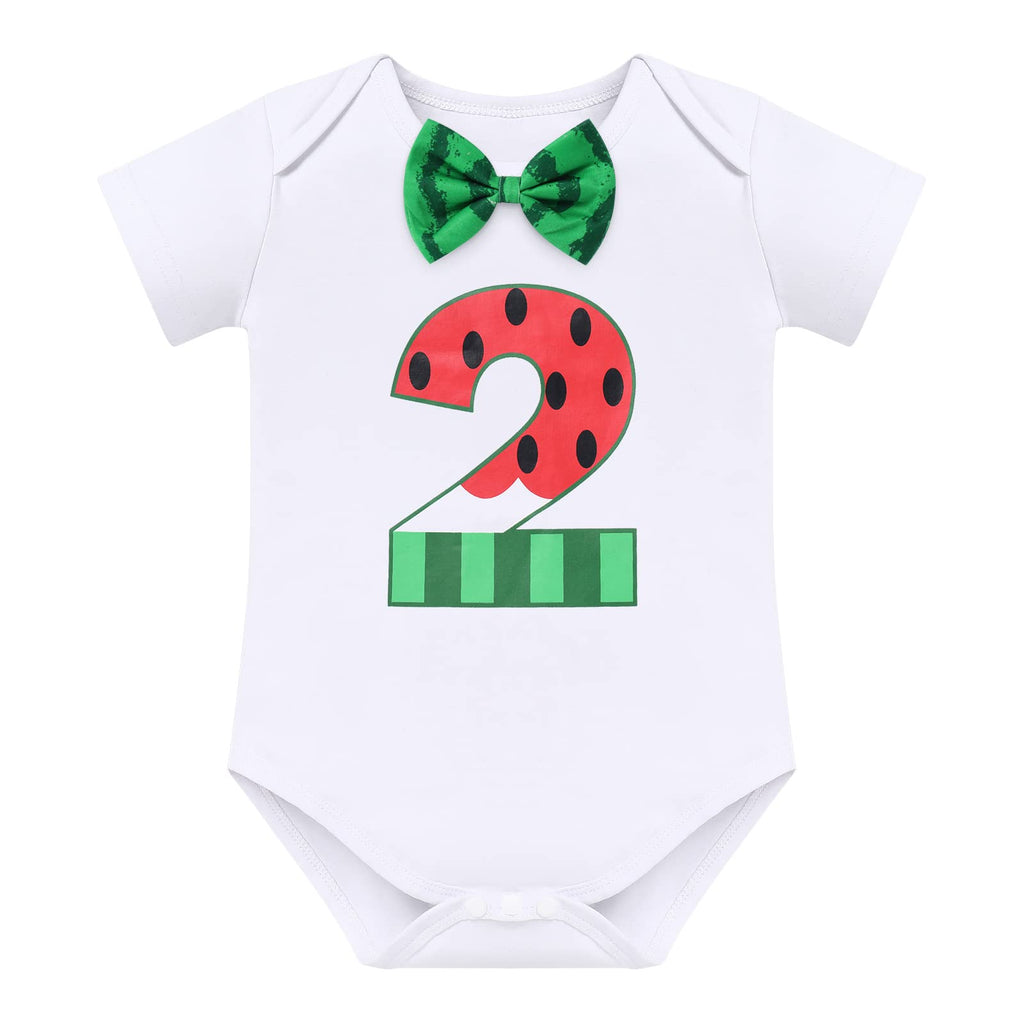IMEKIS Baby Boy Melon Birthday Outfit Set - Romper, Suspenders, Bloomers & Hat for 1st 2nd Cake Smash