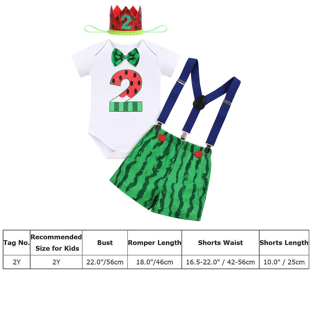 IMEKIS Baby Boy Melon Birthday Outfit Set - Romper, Suspenders, Bloomers & Hat for 1st 2nd Cake Smash