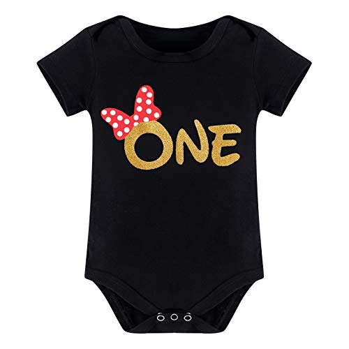 IMEKIS Baby Girls 1st Birthday Polka Dot Romper with Tutu Skirt and Mouse Ears Headband – Cake Smash Photo Shoot Costume