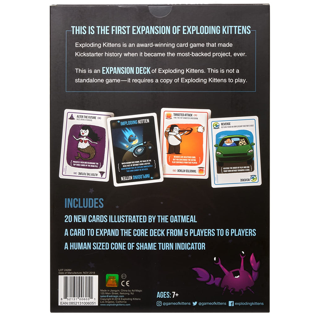 Imploding Kittens Expansion Set – 20 New Cards & Cone of Shame for Exploding Kittens