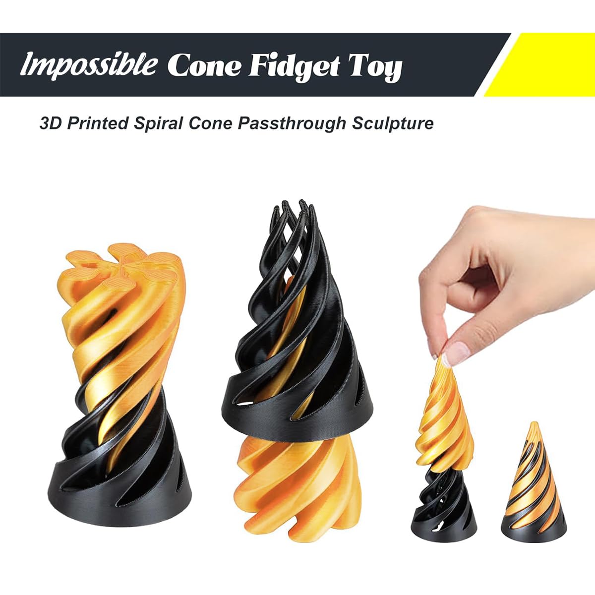 Impossible Cone (3PCS) - 3D Printed Spiral Fidget Toy Set by SANSGOUP
