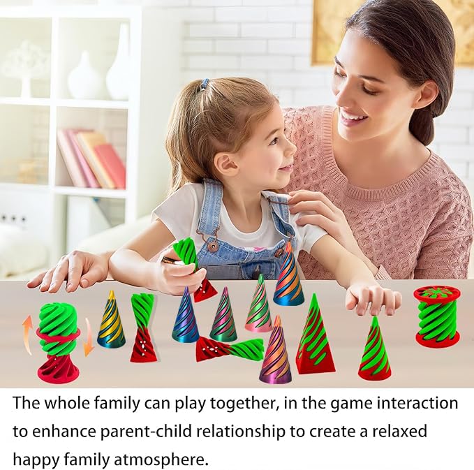 Impossible Cone Fidget Toy Set (6-Pack) – PLA 3D Printed Spiral & Pyramid Stress Relief Toys for Kids & Adults