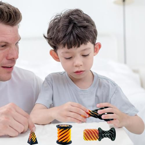 Impossible Cone Fidget Toy Set (6-Pack) – PLA 3D Printed Spiral & Pyramid Stress Relief Toys for Kids & Adults