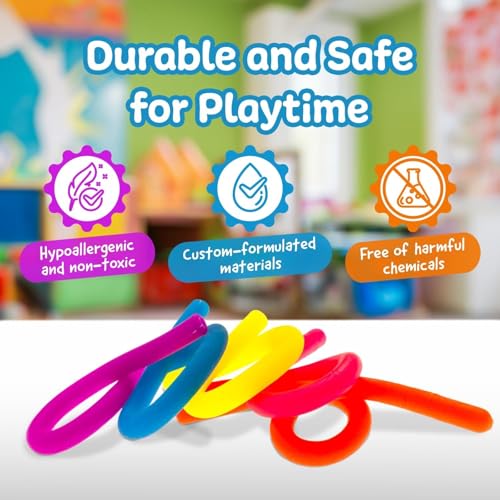 IMPREASA Monkey Noodles Fidget Toys - 5 Pack Stretchy Sensory Strings for Focus and Calm