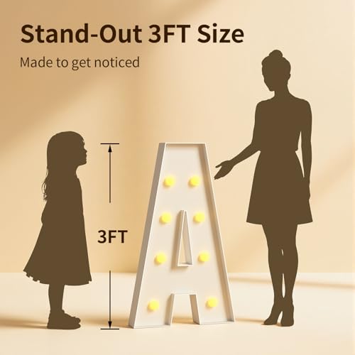 imprsv 3ft Marquee Letter 'A' Light Up Foam Board Decoration with Yellow Lights for Parties