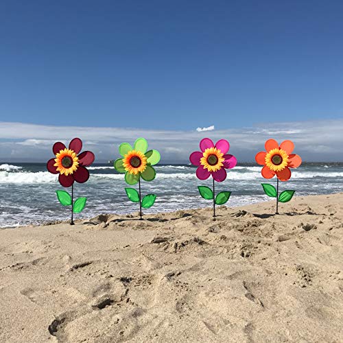 In the Breeze 12-Inch Green Sunflower Wind Spinner – Weather-Resistant Yard Decor with Fiberglass Frame