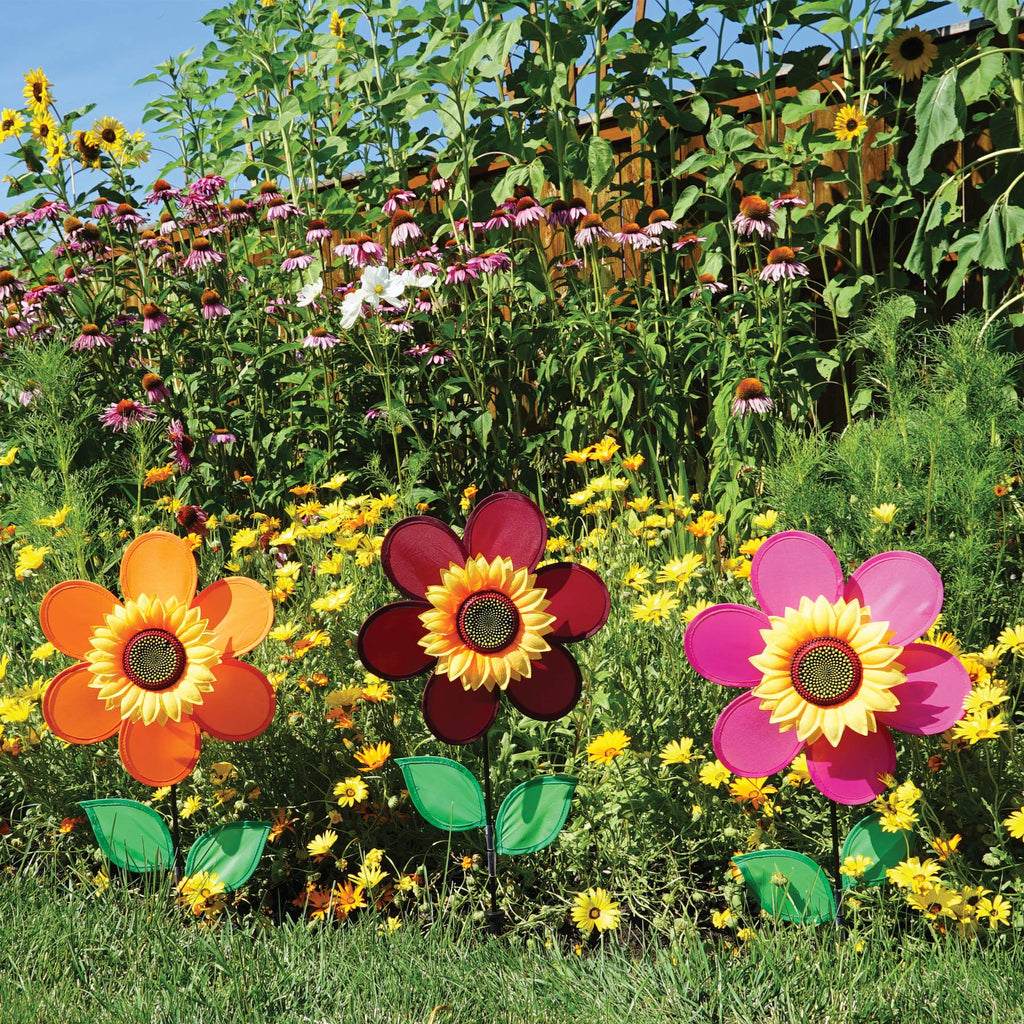 In the Breeze 12-Inch Orange Sunflower Wind Spinner – Weather-Resistant Outdoor Garden Decor