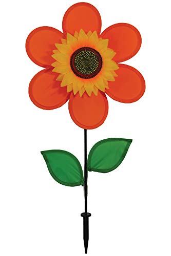In the Breeze 12-Inch Orange Sunflower Wind Spinner – Weather-Resistant Outdoor Garden Decor