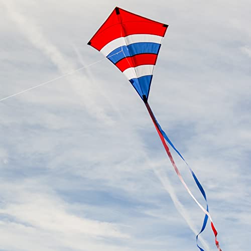 In the Breeze 27" Patriot Arch Diamond Kite - Lightweight Ripstop with 3 Tails, Line, and Travel Bag