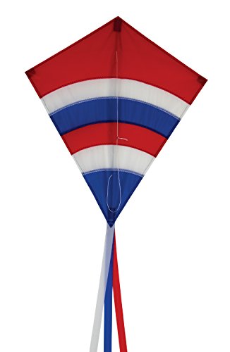 In the Breeze 27" Patriot Arch Diamond Kite - Lightweight Ripstop with 3 Tails, Line, and Travel Bag