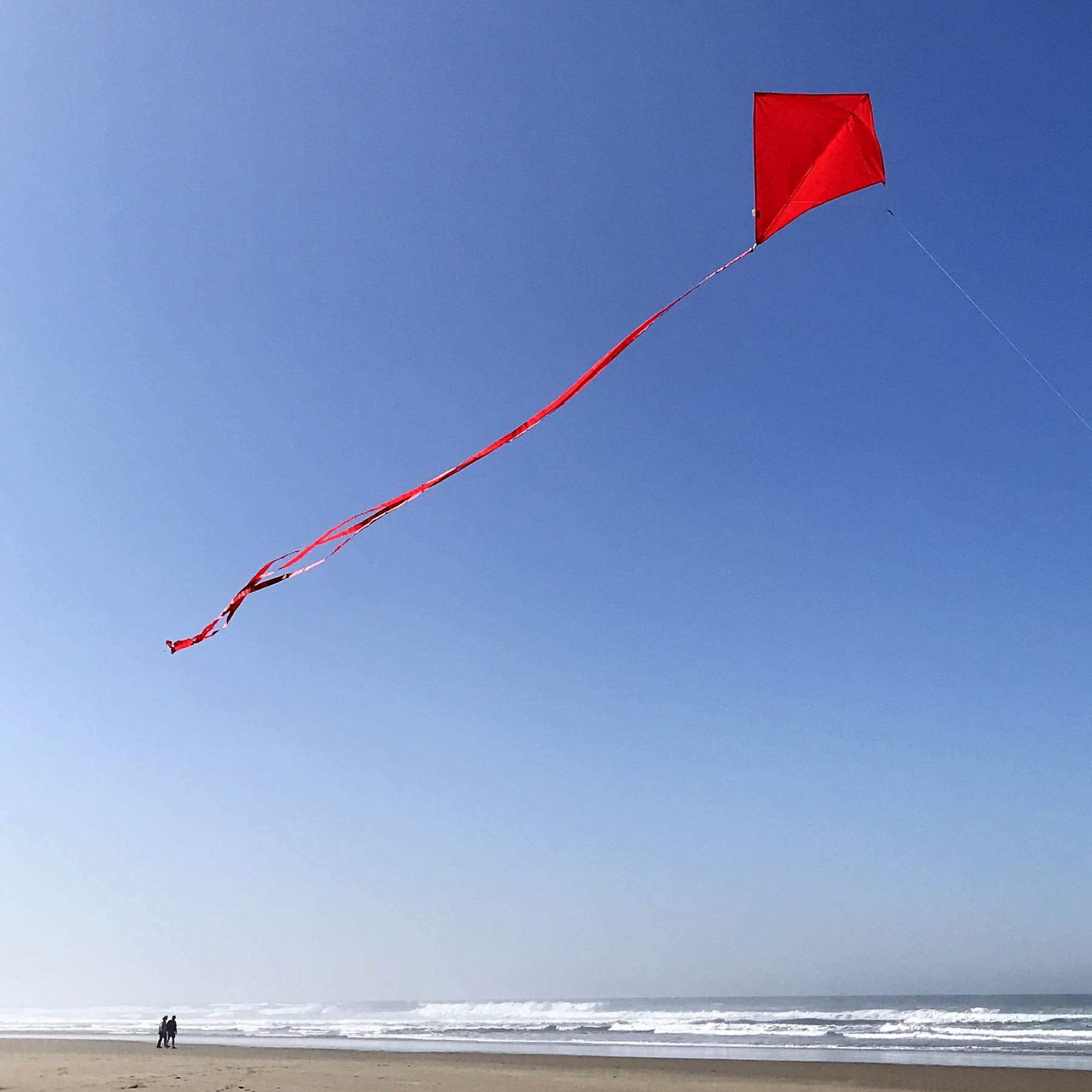 In the Breeze 30 Inch Diamond Kite – Solid Red Cherry, Easy Flying with Tails and Line