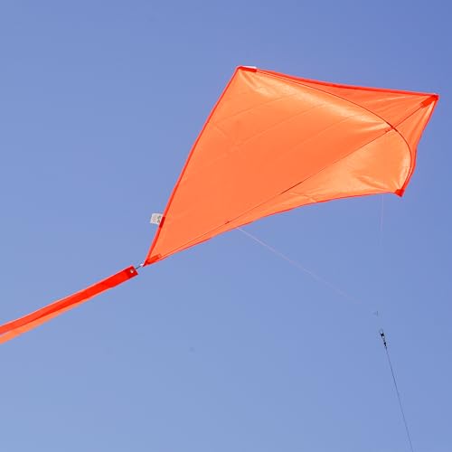 In the Breeze 30" Tangerine Diamond Kite – Solid Orange Ripstop Kite with Tails