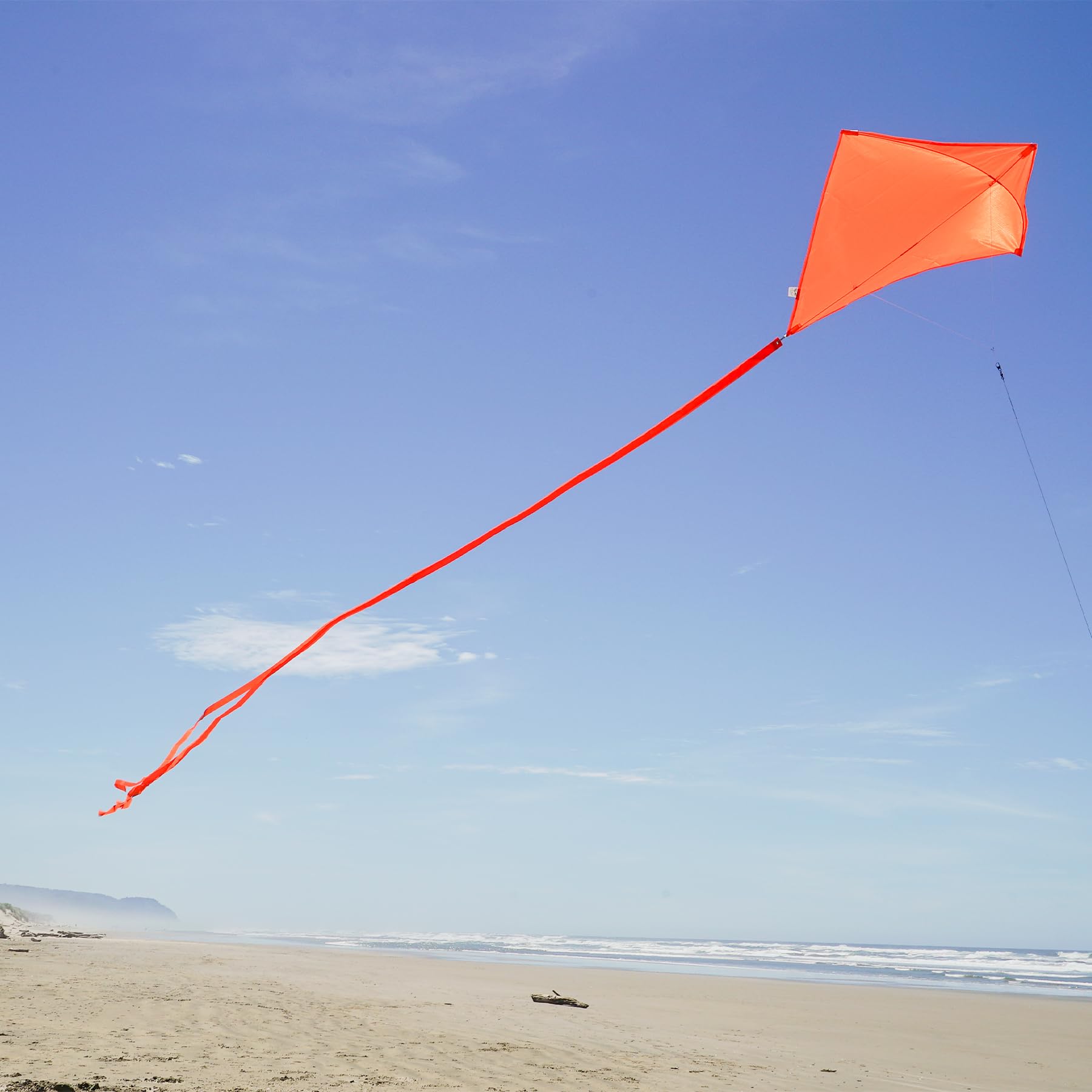 In the Breeze 30" Tangerine Diamond Kite – Solid Orange Ripstop Kite with Tails