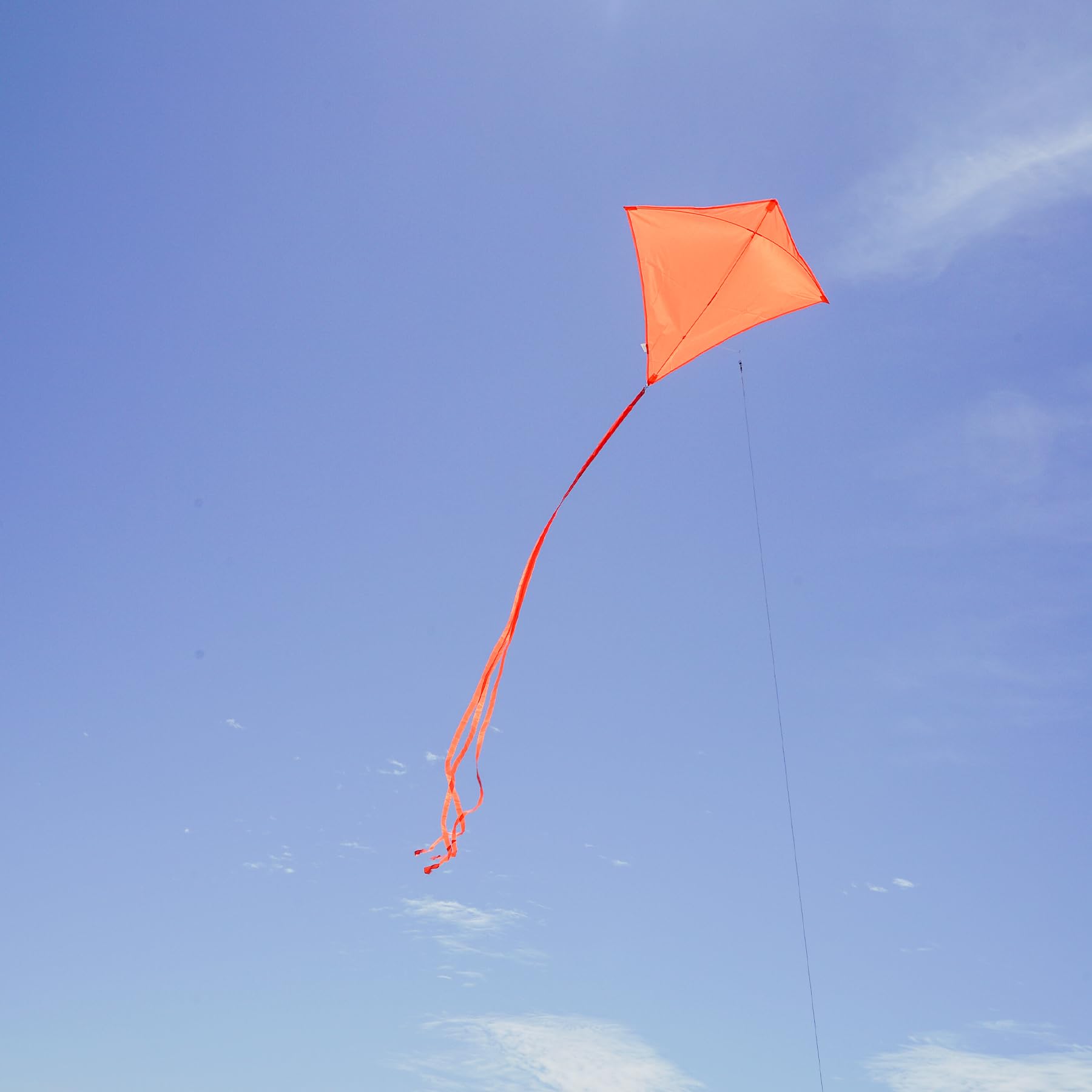 In the Breeze 30" Tangerine Diamond Kite – Solid Orange Ripstop Kite with Tails
