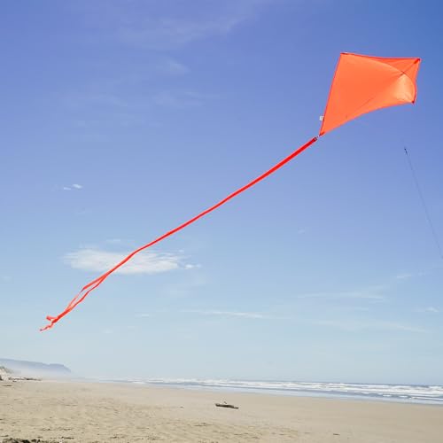 In the Breeze 30" Tangerine Diamond Kite – Solid Orange Ripstop Kite with Tails