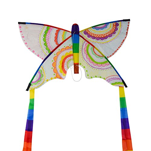 In the Breeze Butterfly Coloring Kite with Crayons – Ripstop Fabric, Rainbow Tails, 23x15 inches