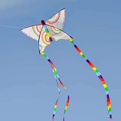 In the Breeze Butterfly Coloring Kite with Crayons – Ripstop Fabric, Rainbow Tails, 23x15 inches