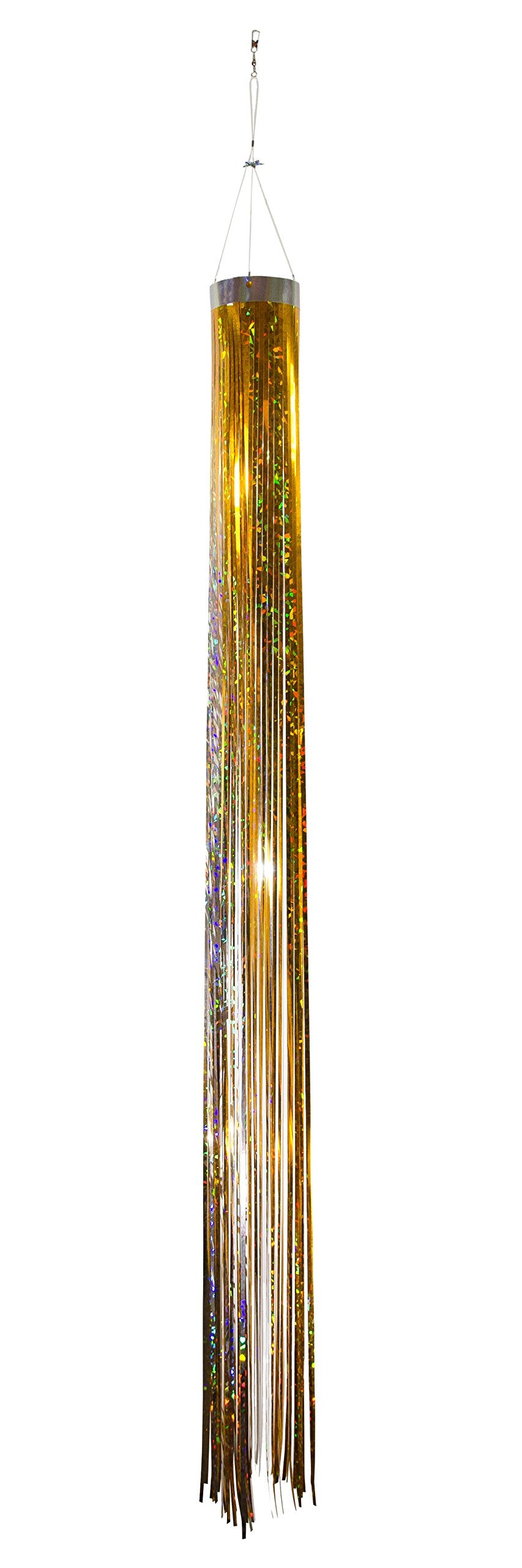 In the Breeze Gold Holographic Mylar Windsock – 4 x 51 Inch Reflective Decoration and Bird Repellent