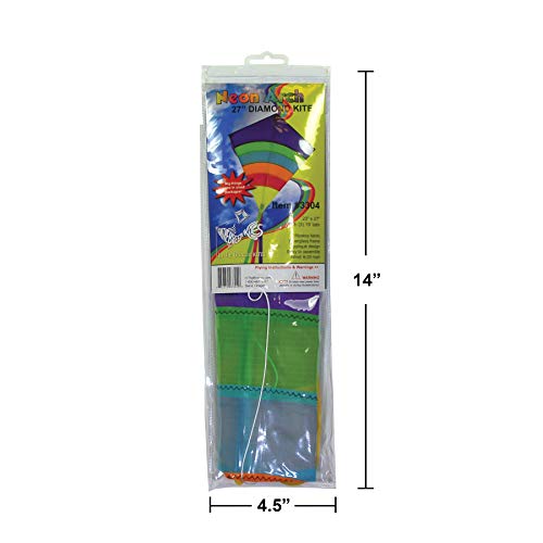 In the Breeze Neon Arch Diamond Kite - 27 inch with Color Tails and Winder