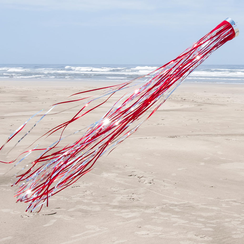 In the Breeze Red Holographic Mylar Windsock - 4 x 51 in, No Assembly Needed