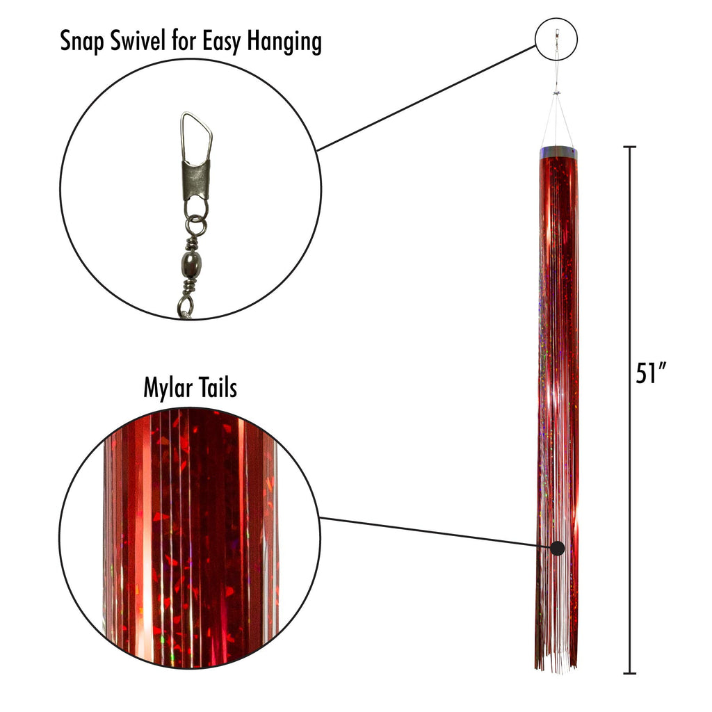 In the Breeze Red Holographic Mylar Windsock - 4 x 51 in, No Assembly Needed