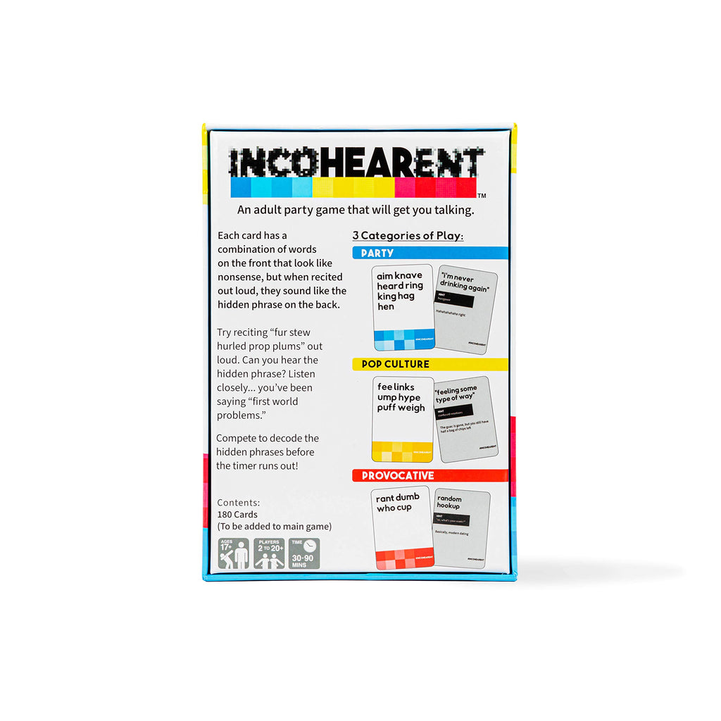 Incohearent Fresh Phrases Expansion Pack – 180 New Gibberish Cards for the Core Game