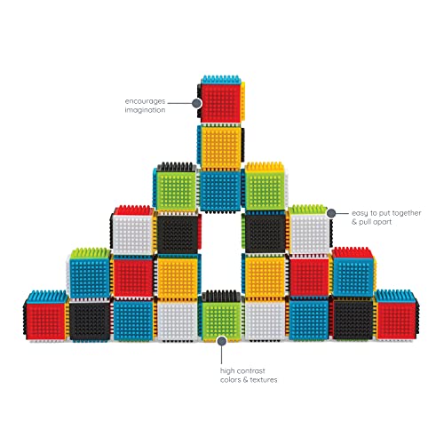 Infantino Press & Stay Sensory Blocks - 24-Piece Stacking Toy for Babies 12+ Months