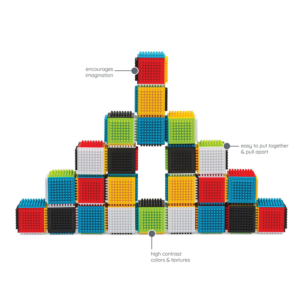 Infantino Press & Stay Sensory Blocks - 24-Piece Stacking Toy for Babies 12+ Months